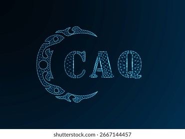Logotipo de letra baja de polietileno diseño CAQ. Diseño de Vector polivinílico bajo del logotipo de la letra de CAQ en fondo azul del gradiente del color. Diseño de baja poli del logotipo de CAQ

