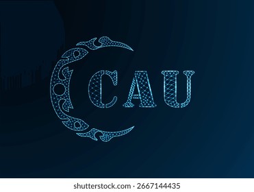 Logotipo de letra baja de polietileno diseño CAU. Diseño de Vector polivinílico bajo del logotipo de la letra de CAU en fondo azul del gradiente del color. Diseño de poliéster bajo del logotipo de CAU
