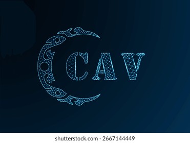 Low poly letter logo CAV design. CAV letter logo low poly vector design on blue color gradient background. CAV logo low poly design
