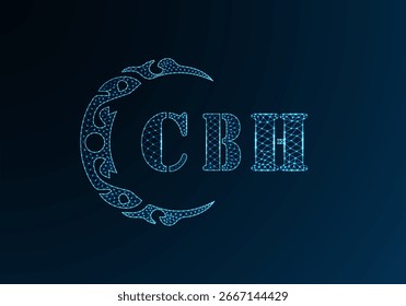 Logotipo bajo de la letra polivinílica CBH diseño. Logotipo de la letra de CBH bajo diseño de Vector polivinílico sobre fondo de gradiente de color azul. Diseño de baja poli del logotipo de CBH
