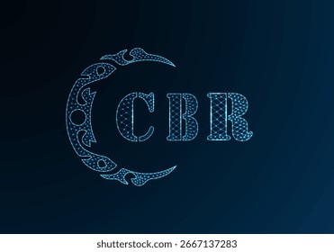 Low poly letter logo CBR design. CBR letter logo low poly vector design on blue color gradient background. CBR logo low poly design
