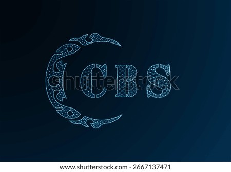 Low poly letter logo CBS design. CBS letter logo low poly vector design on blue color gradient background. CBS logo low poly design
