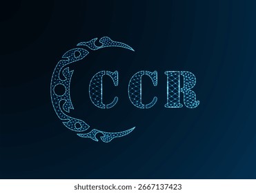 Diseño de CCR de logotipo de letra de polietileno baja. Diseño de Vector polivinílico bajo del logotipo de la letra del CCR en fondo azul del gradiente del color. Diseño de baja poli del logotipo del CCR
