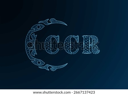 Low poly letter logo CCR design. CCR letter logo low poly vector design on blue color gradient background. CCR logo low poly design
