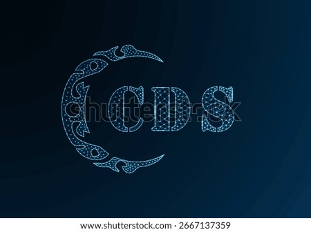 Low poly letter logo CDS design. CDS letter logo low poly vector design on blue color gradient background. CDS logo low poly design
