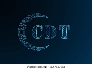 Low poly letter logo CDT design. CDT letter logo low poly vector design on blue color gradient background. CDT logo low poly design
