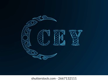 Low poly letter logo CEY design. CEY letter logo low poly vector design on blue color gradient background. CEY logo low poly design
