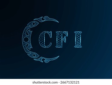 Low poly letter logo CFI design. CFI letter logo low poly vector design on blue color gradient background. CFI logo low poly design
