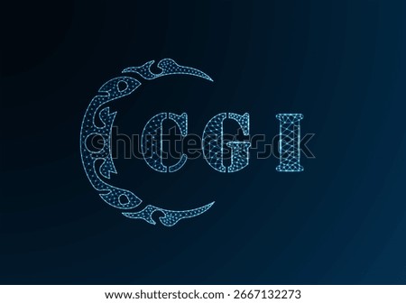 Low poly letter logo CGI design. CGI letter logo low poly vector design on blue color gradient background. CGI logo low poly design
