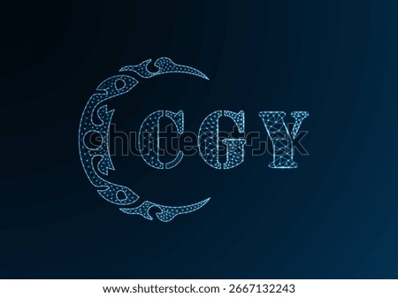 Low poly letter logo CGY design. CGY letter logo low poly vector design on blue color gradient background. CGY logo low poly design
