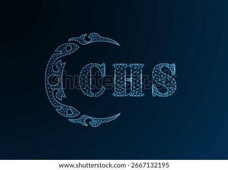 Low poly letter logo CHS design. CHS letter logo low poly vector design on blue color gradient background. CHS logo low poly design
