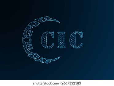 Logotipo de letra baja de polietileno diseño CIC. Diseño de Vector polivinílico bajo del logotipo de la letra del CIC en fondo azul del gradiente del color. Diseño de baja poli del logotipo de CIC
