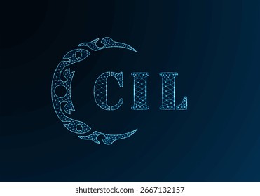 Low poly letter logo CIL design. CIL letter logo low poly vector design on blue color gradient background. CIL logo low poly design
