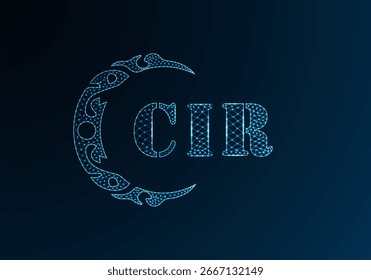 Low poly letter logo CIR design. CIR letter logo low poly vector design on blue color gradient background. CIR logo low poly design

