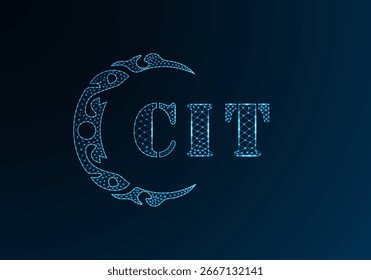 Projeto de CIT de logotipo de letra poli baixa. Logotipo da letra da CIT design do vetor poli baixo no fundo do gradiente de cor azul. Logotipo do CIT baixo design poli
