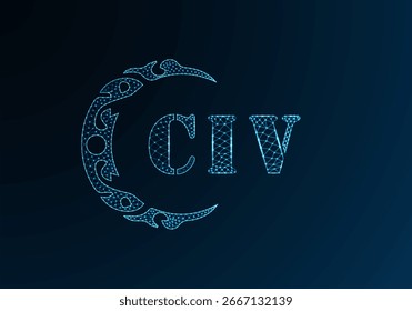 Logotipo de letra baja de polietileno diseño CIV. Diseño de Vector polivinílico bajo del logotipo de la letra del CIV en fondo azul del gradiente del color. Diseño de baja poli del logotipo de CIV
