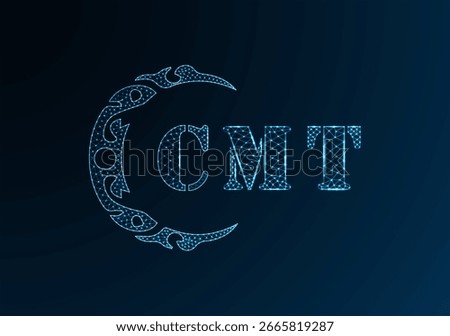Low poly letter logo CMT design. CMT letter logo low poly vector design on blue color gradient background. CMT logo low poly design
