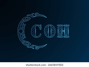 Logotipo de letra poli baixo COH design. Logotipo da letra COH baixo design do vetor poli no fundo do gradiente de cor azul. Logotipo COH baixo design poli
