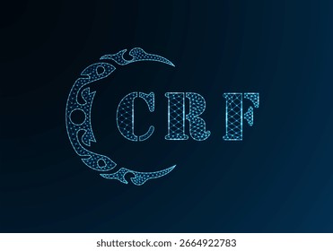 Low poly letter logo CRF design. CRF letter logo low poly vector design on blue color gradient background. CRF logo low poly design
