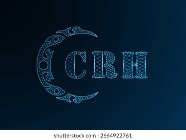 Logotipo de letra baja de polietileno CRH diseño. Diseño de Vector polivinílico bajo del logotipo de la letra de CRH en fondo azul del gradiente del color. Diseño de baja poli del logotipo de CRH

