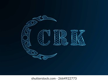 Projeto CRK de logotipo de letra poli baixa. Logotipo da letra CRK baixo projeto do vetor poli no fundo do gradiente da cor azul. Logotipo CRK baixo design poli
