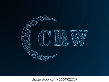 Logotipo bajo de la letra polivinílica Diseño de CRW. Diseño de Vector polivinílico bajo del logotipo de la letra de CRW en fondo azul del gradiente del color. Diseño de baja poli del logotipo de CRW
