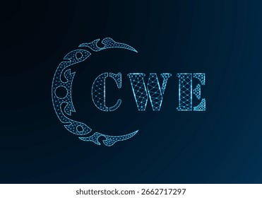 Low poly letter logo CWE design. CWE letter logo low poly vector design on blue color gradient background. CWE logo low poly design
