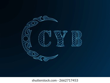 Logotipo bajo de la letra polivinílica CYB diseño. Diseño de Vector polivinílico bajo del logotipo de la letra de CYB en fondo azul del gradiente del color. Diseño de baja poli del logotipo de CYB
