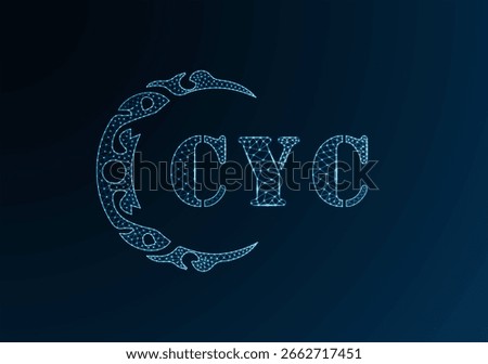 Low poly letter logo CYC design. CYC letter logo low poly vector design on blue color gradient background. CYC logo low poly design
