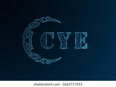 Low poly letter logo CYE design. CYE letter logo low poly vector design on blue color gradient background. CYE logo low poly design

