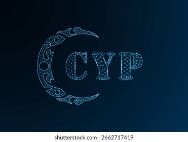 Low-Poly-Buchstaben-Logo CYP-Design. CYP-Buchstabe Logo Low-Poly-Vektordesign auf blauem Farbverlauf-Hintergrund. CYP Logo Low-Poly-Design
