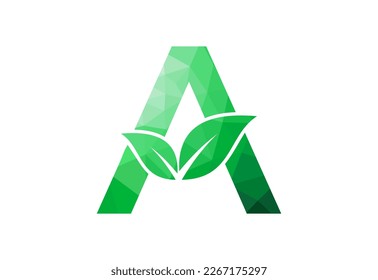 Low Poly and A letter  logo design template, Vector illustration
