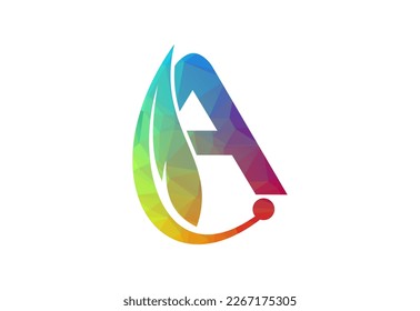 Low Poly and A letter  logo design template, Vector illustration
