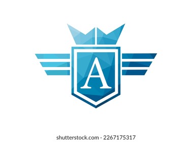 Low Poly and A letter  logo design template, Vector illustration
