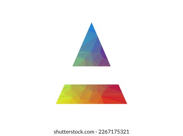 Low Poly and A letter  logo design template, Vector illustration
