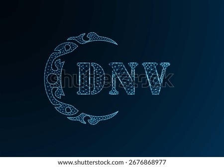 Low poly letter logo DNV design. DNV letter logo low poly vector design on blue color gradient background. DNV logo low poly design
