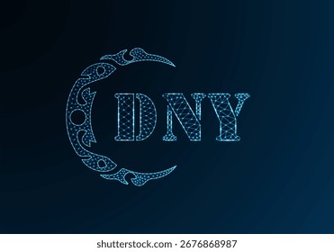 Low poly letter logo DNY design. DNY letter logo low poly vector design on blue color gradient background. DNY logo low poly design
