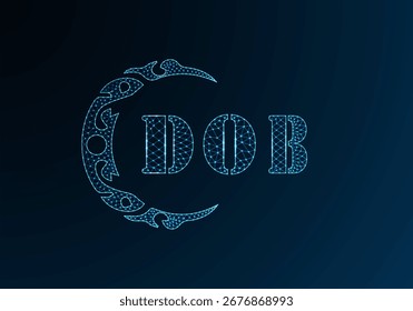 Low poly letter logo DOB design. DOB letter logo low poly vector design on blue color gradient background. DOB logo low poly design
