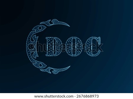 Low poly letter logo DOC design. DOC letter logo low poly vector design on blue color gradient background. DOC logo low poly design
