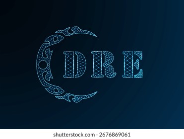 Low poly letter logo DRE design. DRE letter logo low poly vector design on blue color gradient background. DRE logo low poly design
