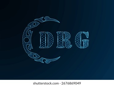Low poly letter logo DRG design. DRG letter logo low poly vector design on blue color gradient background. DRG logo low poly design
