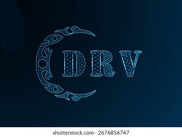 Logotipo de letra baja de polietileno DRV diseño. Diseño de Vector polivinílico bajo del logotipo de la letra del DRV en fondo azul del gradiente del color. Diseño de baja poli del logotipo de DRV
