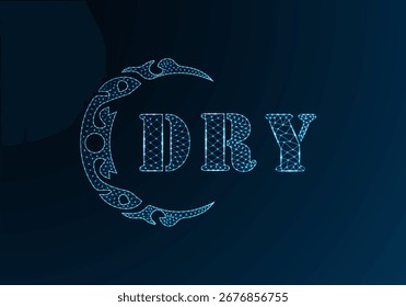 Logotipo bajo de la letra polivinílica Diseño SECO. Diseño de Vector polivinílico bajo del logotipo de la letra de DRY en fondo azul del gradiente del color. Diseño de poliéster bajo logo DRY
