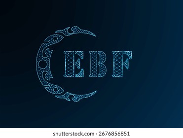 Logo-EBF-Design mit Low-Poly-Buchstaben. EBF-Buchstabe Logo Low-Poly-Vektordesign auf blauem Farbverlauf-Hintergrund. EBF Logo Low-Poly-Design
