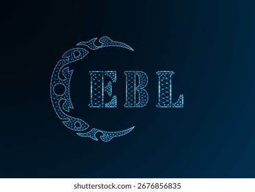 Low poly letter logo EBL design. EBL letter logo low poly vector design on blue color gradient background. EBL logo low poly design
