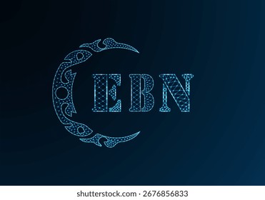 Logo-EBN-Design mit Low-Poly-Buchstaben. EBN-Buchstabe Logo Low-Poly-Vektordesign auf blauem Farbverlauf-Hintergrund. EBN Logo Low-Poly-Design
