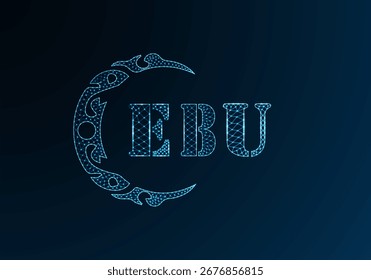Low poly letter logo EBU design. EBU letter logo low poly vector design on blue color gradient background. EBU logo low poly design
