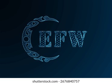 Logotipo bajo de la letra polivinílica Diseño de EFW. Diseño de Vector polivinílico bajo del logotipo de la letra de EFW en fondo azul del gradiente del color. Logotipo de EFW bajo diseño polivinílico
