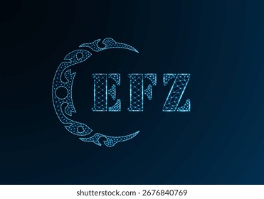 Logotipo bajo de la letra polivinílica diseño de EFZ. Logotipo de la letra de EFZ bajo diseño de Vector polivinílico sobre fondo de gradiente de color azul. Logotipo de EFZ bajo diseño polivinílico
