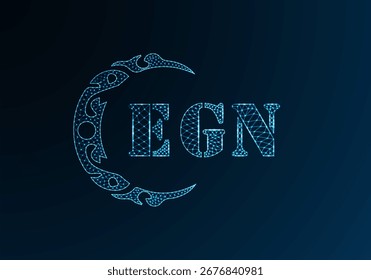 Low poly letter logo EGN design. EGN letter logo low poly vector design on blue color gradient background. EGN logo low poly design
